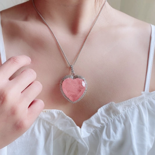 Natural Rose Quartz Heart Pendant Necklace: Love & Harmony