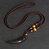 Natural Ice Obsidian Wolf Tooth Necklace: Courage & Protection Amulet