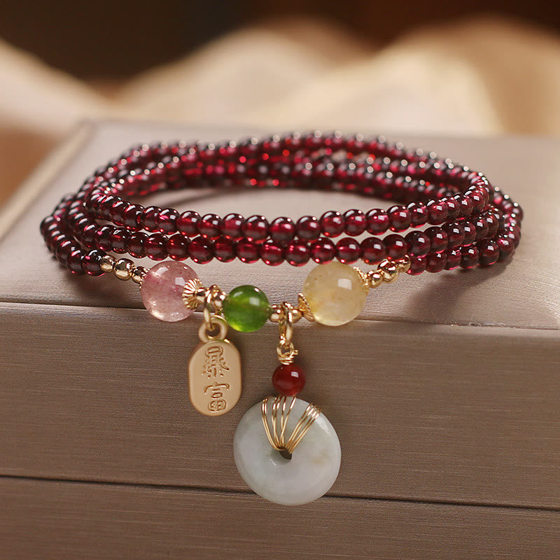 Natural Red Garnet Multi-Layer Bracelet: Love & Vitality Charm