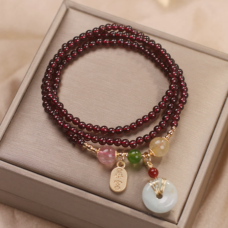 Natural Red Garnet Multi-Layer Bracelet: Love & Vitality Charm