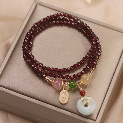Natural Red Garnet Multi-Layer Bracelet: Love & Vitality Charm