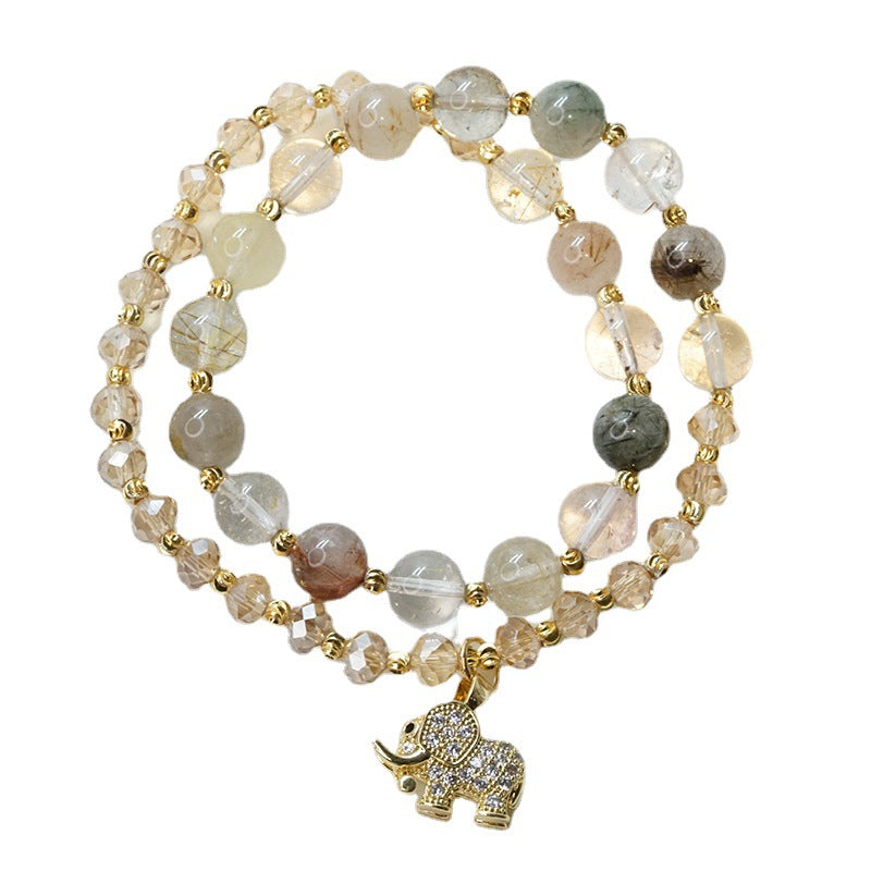 Strawberry Quartz Elephant Charm Bracelet: Joy & Love Energy