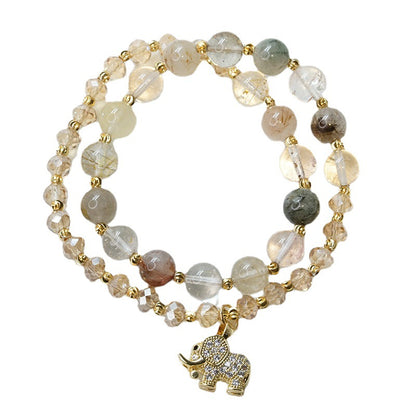 Strawberry Quartz Elephant Charm Bracelet: Joy & Love Energy