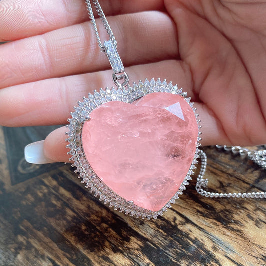 Natural Rose Quartz Heart Pendant Necklace: Love & Harmony