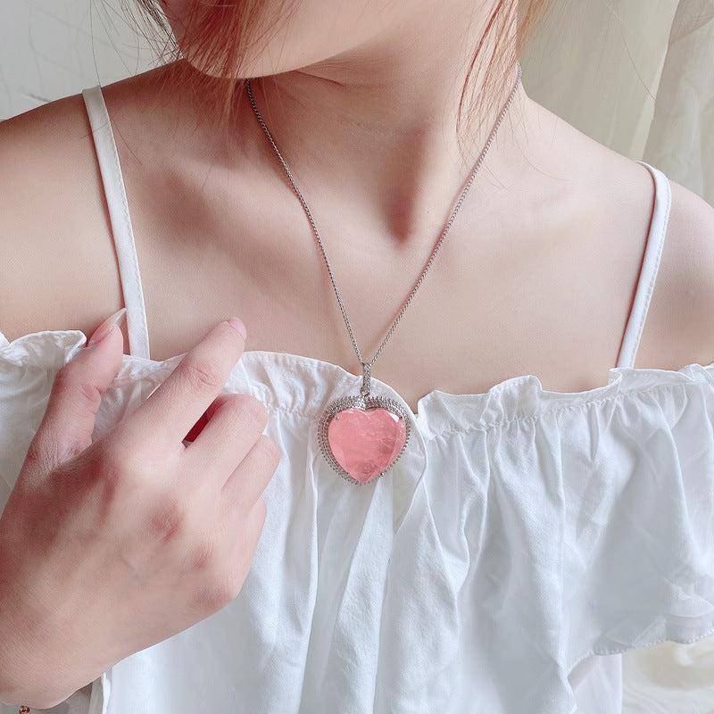 Natural Rose Quartz Heart Pendant Necklace: Love & Harmony