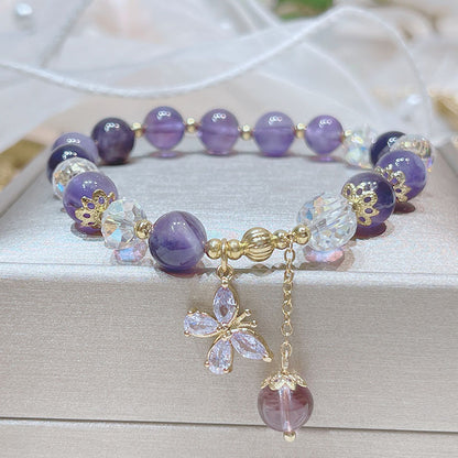 Natural Amethyst Butterfly Bracelet: Spiritual Transformation & Peace