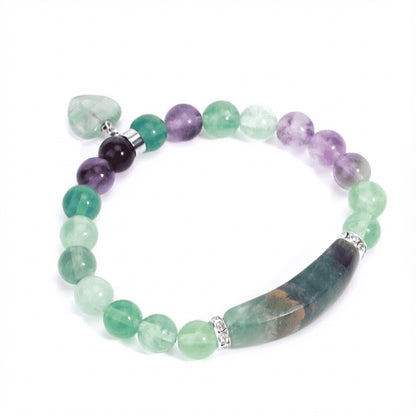 Natural Crystal Heart Charm Bracelet: Love & Healing Energy