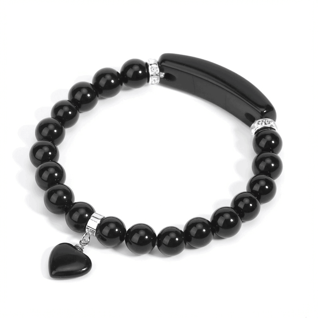 Natural Crystal Heart Charm Bracelet: Love & Healing Energy