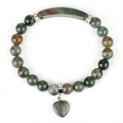 Natural Crystal Heart Charm Bracelet: Love & Healing Energy