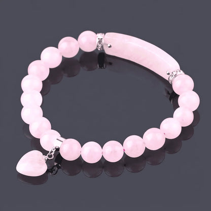 Natural Crystal Heart Charm Bracelet: Love & Healing Energy