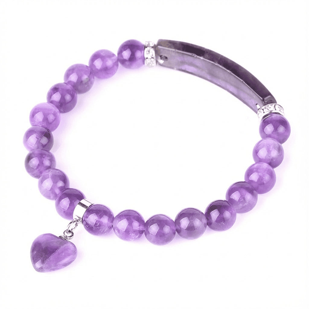 Natural Crystal Heart Charm Bracelet: Love & Healing Energy