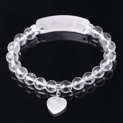 Natural Crystal Heart Charm Bracelet: Love & Healing Energy