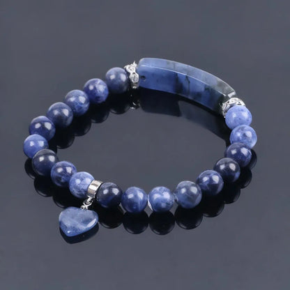 Natural Crystal Heart Charm Bracelet: Love & Healing Energy