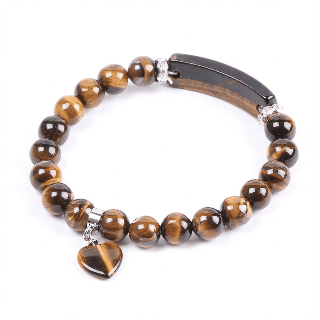 Natural Crystal Heart Charm Bracelet: Love & Healing Energy