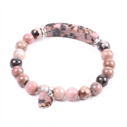 Natural Crystal Heart Charm Bracelet: Love & Healing Energy