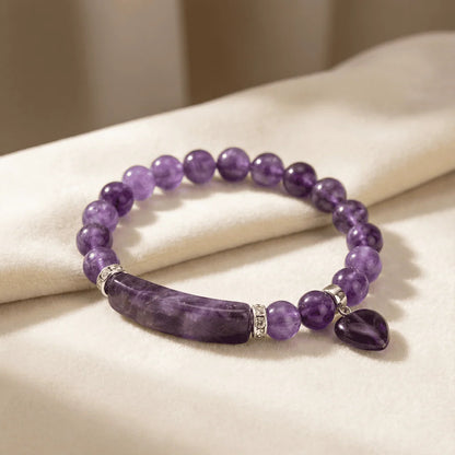 Natural Crystal Heart Charm Bracelet: Love & Healing Energy