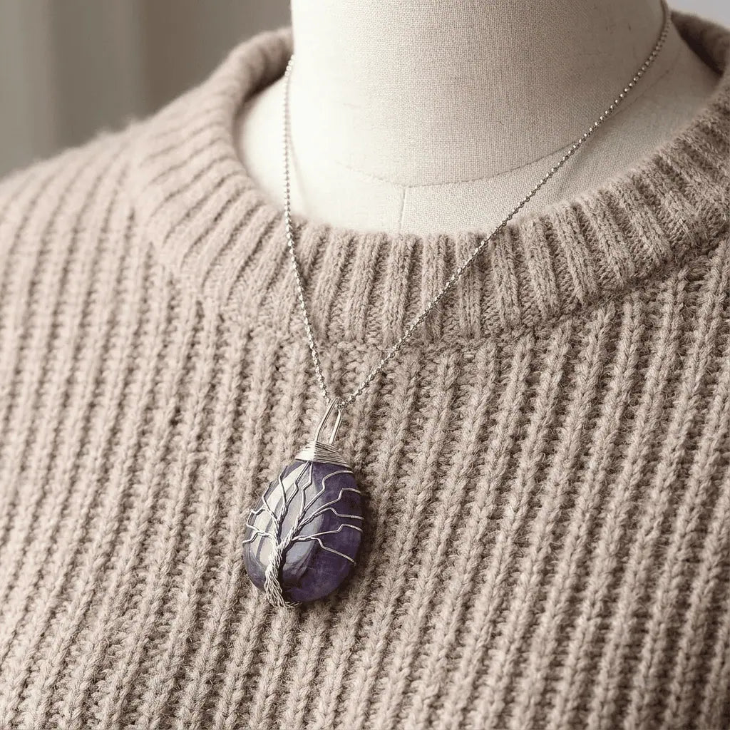 Natural Crystal Teardrop Necklace: Healing & Harmony