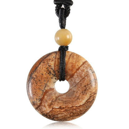 Natural Crystal "Peace Buckle" Donut Necklace: Safety & Healing