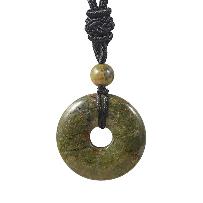 Natural Crystal "Peace Buckle" Donut Necklace: Safety & Healing