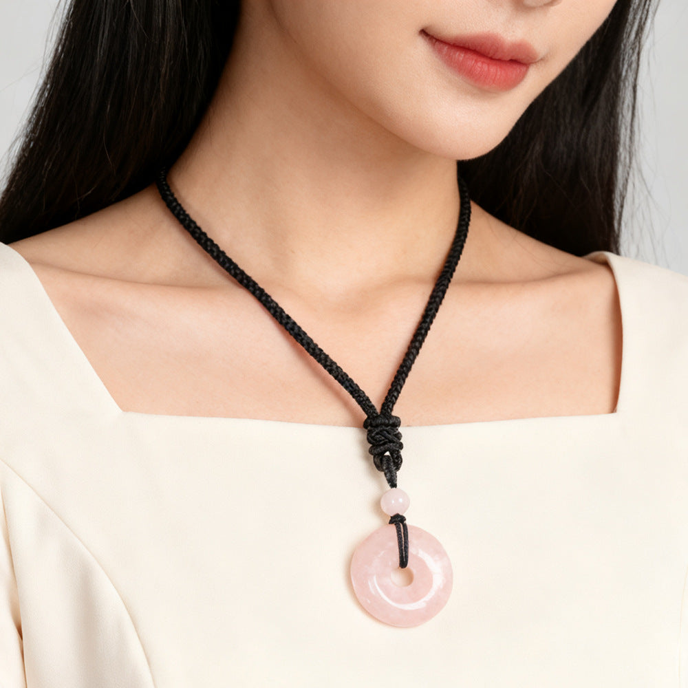 Natural Crystal "Peace Buckle" Donut Necklace: Safety & Healing