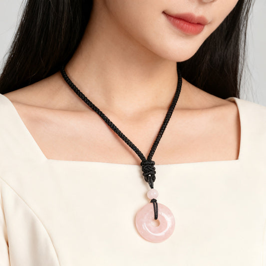 Natural Crystal "Peace Buckle" Donut Necklace: Safety & Healing