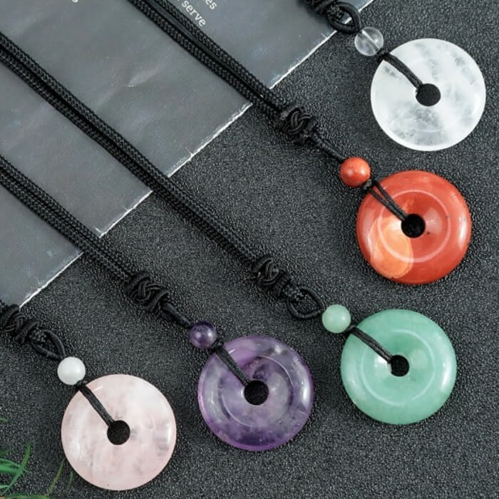 Natural Crystal "Peace Buckle" Donut Necklace: Safety & Healing