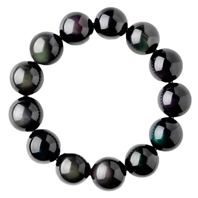 Natural Green Eye Obsidian Bracelet: Wealth & Protection