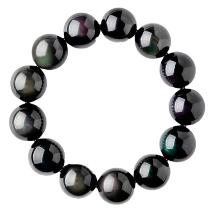 Natural Green Eye Obsidian Bracelet: Wealth & Protection