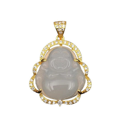 Green Jade Laughing Buddha Necklace: Joy & Good Luck