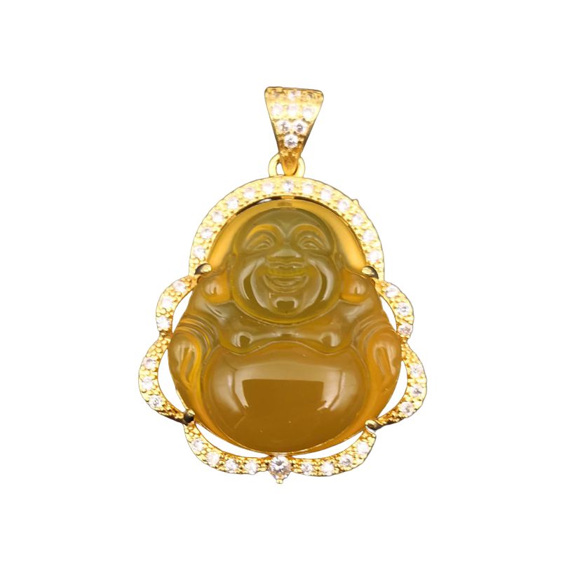 Green Jade Laughing Buddha Necklace: Joy & Good Luck