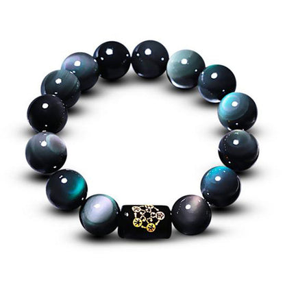 Natural Rainbow Obsidian "Five Elements" Bracelet: Ultimate Balance & Protection