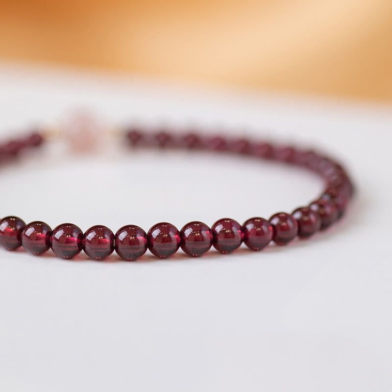 Natural Red Garnet & Strawberry Quartz Calm Bracelet: Love & Vitality