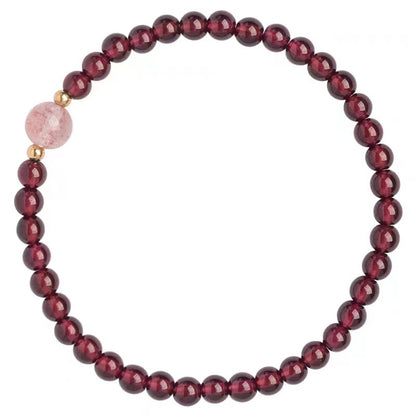 Natural Red Garnet & Strawberry Quartz Calm Bracelet: Love & Vitality