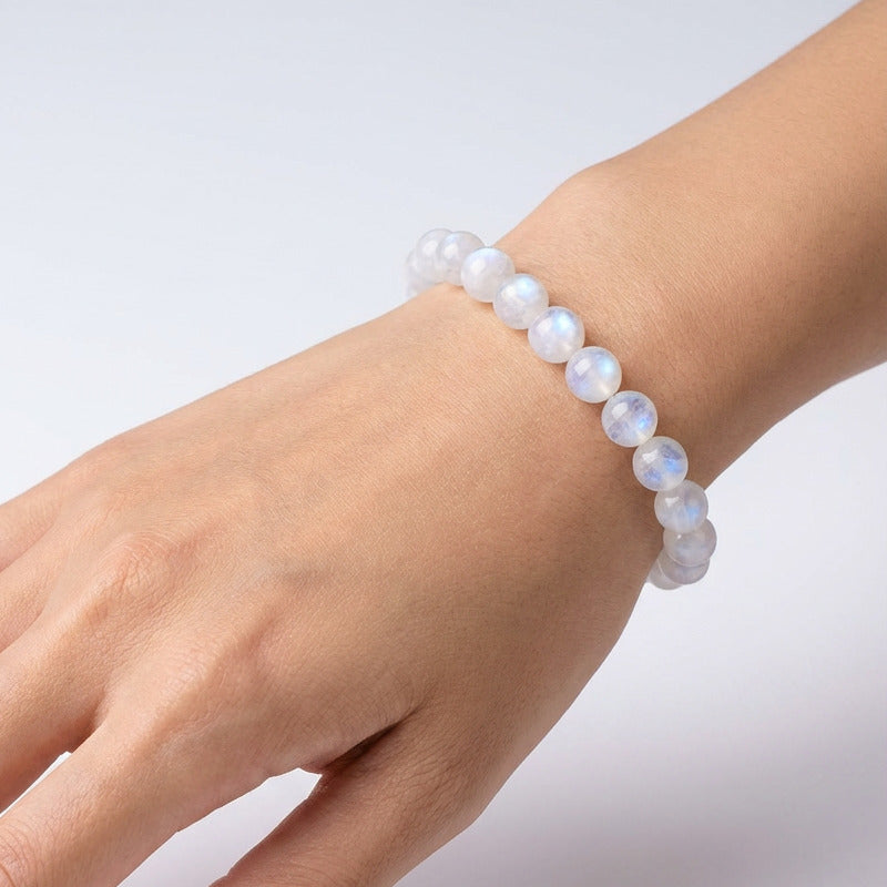 Natural Rainbow Moonstone Bracelet: Intuition & New Beginnings