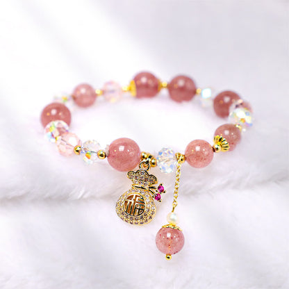 Strawberry Quartz Money Bag Bracelet: Wealth & Attraction