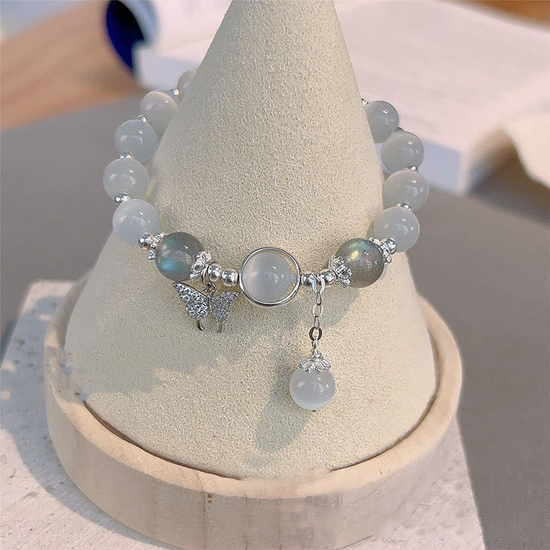 Ice Blue Cat's Eye Butterfly Bracelet: Hope & Transformation