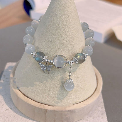 Ice Blue Cat's Eye Butterfly Bracelet: Hope & Transformation