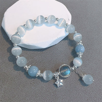 Ice Blue Cat's Eye Butterfly Bracelet: Hope & Transformation