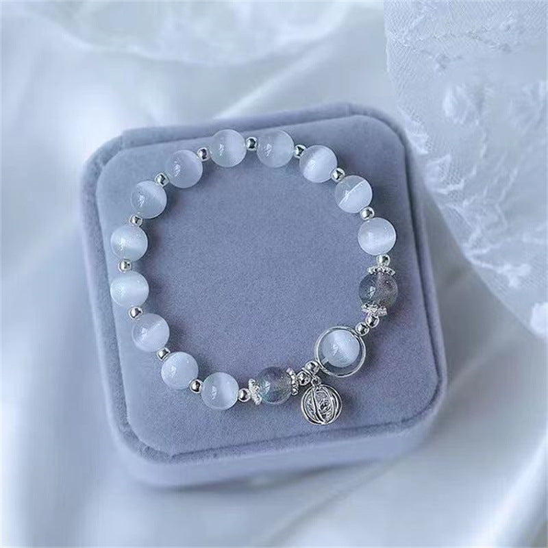 Ice Blue Cat's Eye Butterfly Bracelet: Hope & Transformation
