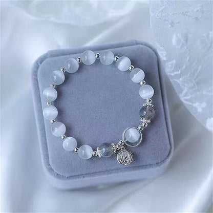 Ice Blue Cat's Eye Butterfly Bracelet: Hope & Transformation