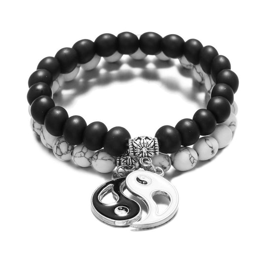 Yin Yang Couple Bracelets Set: Balance & Connection (2pcs)