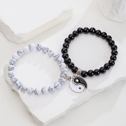 Yin Yang Couple Bracelets Set: Balance & Connection (2pcs)