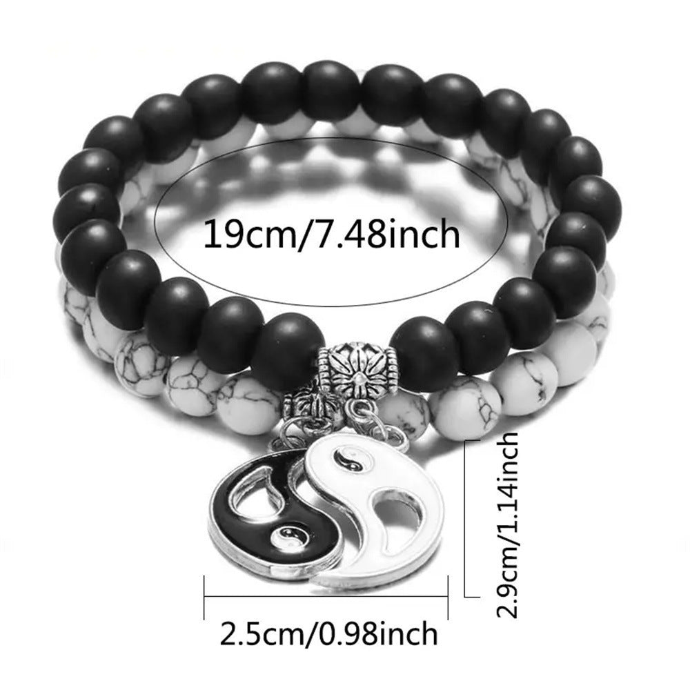 Yin Yang Couple Bracelets Set: Balance & Connection (2pcs)