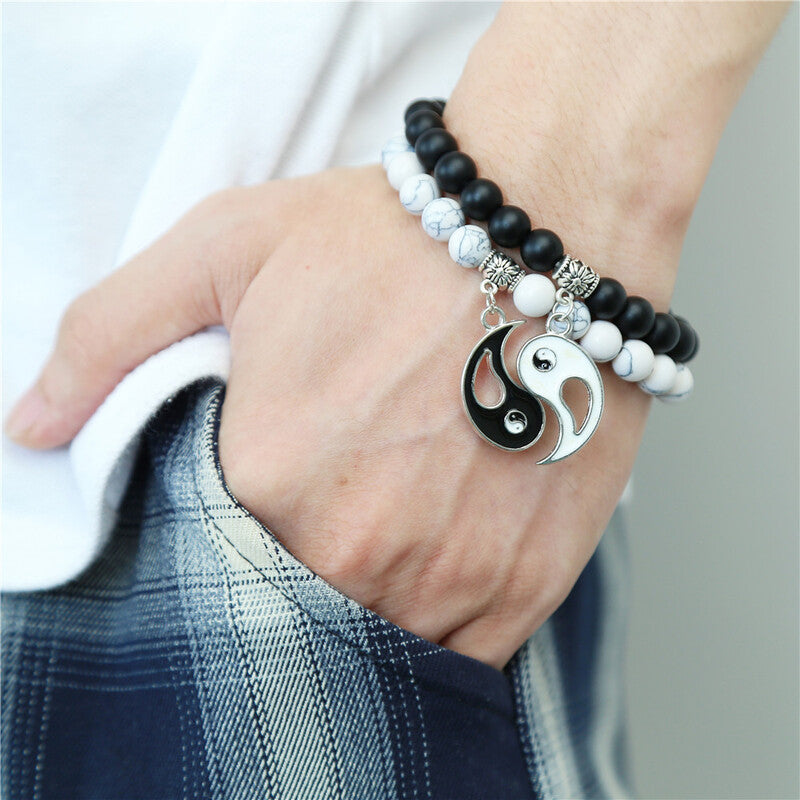 Yin Yang Couple Bracelets Set: Balance & Connection (2pcs)