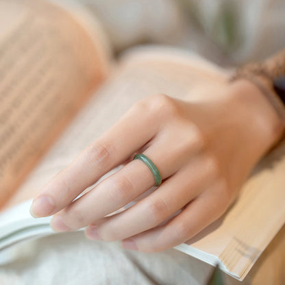 Natural Green Jade Band Ring: Prosperity & Longevity