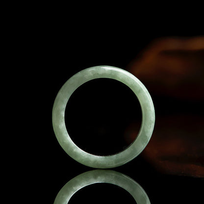 Natural Green Jade Band Ring: Prosperity & Longevity
