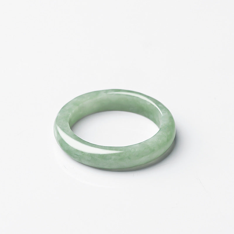 Natural Green Jade Band Ring: Prosperity & Longevity