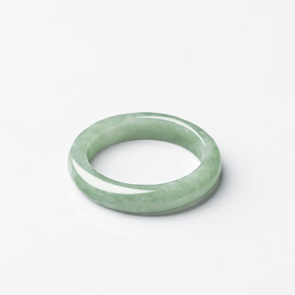 Natural Green Jade Band Ring: Prosperity & Longevity